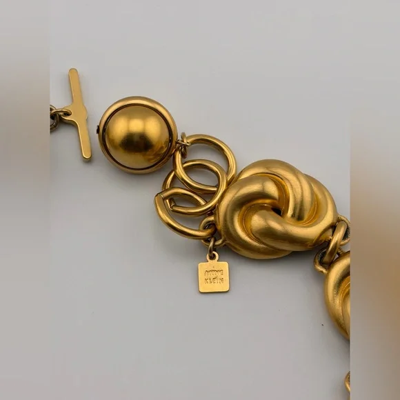 Vintage Anne Klein gold Matte Necklace & Earrings Set 1990’s